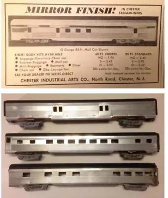 Lot Of 4 Chester Industrial Arts Co. HO SCALE CORRUGATED Streamliner NOS 1950s • $49.99