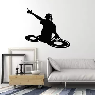 Vinyl Wall Decal DJ Silhouette Nightclub Dance Studio Mixer Stickers (ig5357) • $20.99