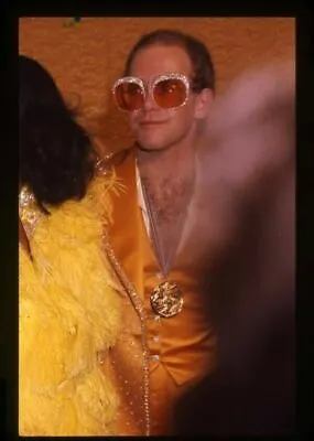 Elton John Candid 1970's Colorful Orange Suit Crazy Glasses Original 35mm Slide • $24.99