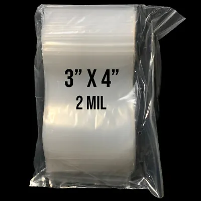 100 3  X 4  Clear Reclosable Zip Seal Bag Plastic 2 Mil Lock Bags Jewelry Zipper • $4.98