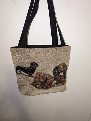 Vtg Dachshund DOXIE Dog Tapestry  Tote Bag • $15