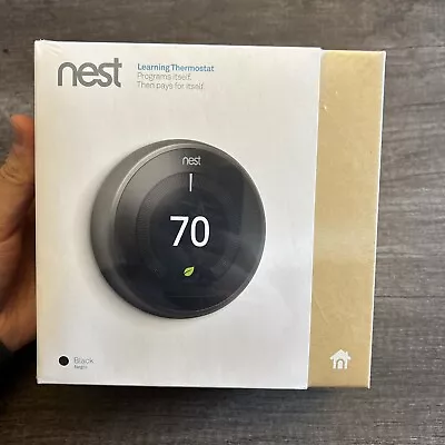 Nest 3rd Generation Learning Programmable Thermostat T3016US Black NEW SEALED • $174.99