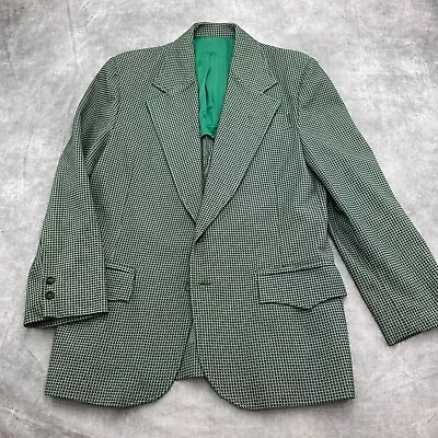 VTG Blazer Men 40 Green Chevron Polyester Knit Sport Coat Wide Lapel Unbranded • $59.97
