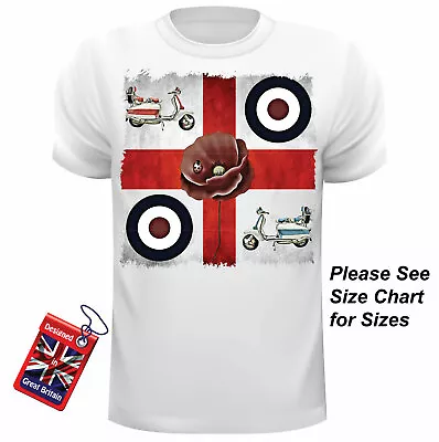 Mod Scooter T Shirt Lambretta George Cross T Shirt Poppy Target Mod • £16.95