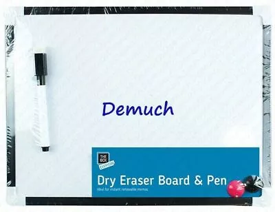 New A4 Mini WHITE BOARD Dry Wipe MAGNETIC Office Kitchen Notice Memo PEN ERASER✔ • £3.45