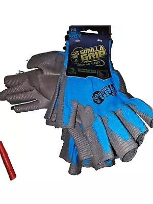 Gorilla Grip Fingerless Never Slip Gloves One Size Fits All Fishing Blue 3 Pairs • $8.99