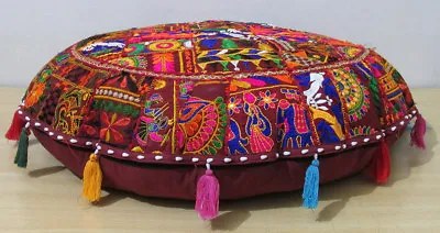 £20.39 • Buy 32  Indian Floor Cushion Round Cover Patchwork Pillow Pouf Meditation Boho Decor
