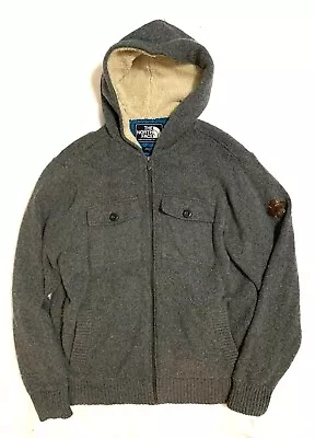 Vintage The North Face Full Zip Fleece Gray Hooded Jacket Soft Mens Size Large • $44.99