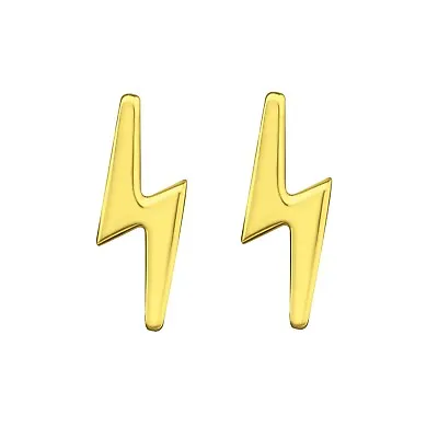 14k Gold On 925 Sterling Silver Star Lightning Bolt Stud Earrings Men Women • $10.24