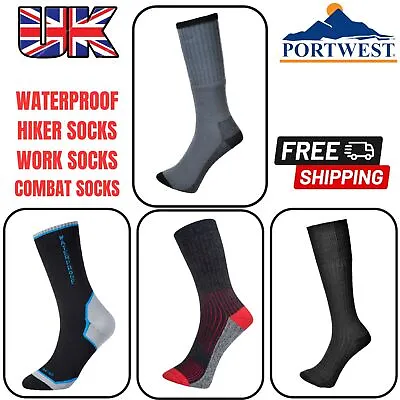 Portwest 100% Waterfroof Socks Hiker Socks Work Socks 3 Pack Combat Socks • £24.99