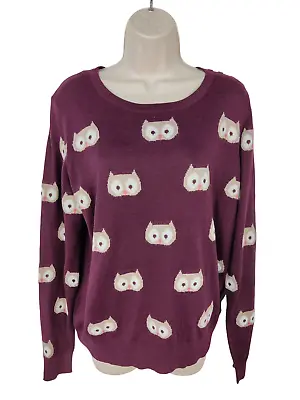 £11.99 • Buy Bnwt Womens Tu Sainsburys Uk 16 Dark Red Owl Knit Casual Jumper Sweater Pullover