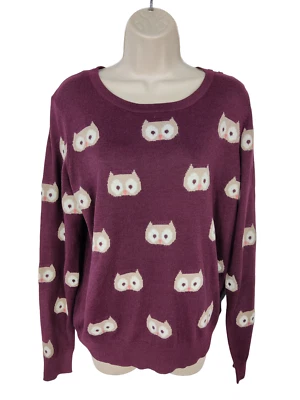 £11.99 • Buy Bnwt Womens Tu Sainsburys Uk 16 Dark Red Owl Knit Casual Jumper Sweater Pullover