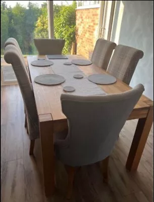 Dining Table And Chairs 6 Oak Wood • £168.58