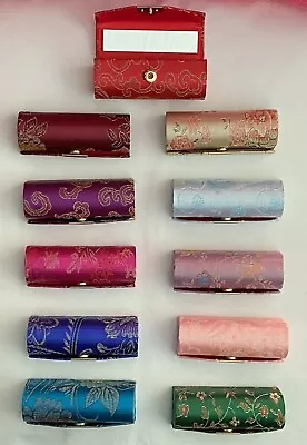 Retro Brocade Embroidered Flower Design Mirror Lipstick Case Holder Box With NEW • £3.85