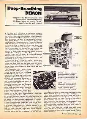 1972 Dodge Demon Mr Norm ~ Joe Grantelli Paxton Supercharged ~ Orig Article/ad • $11.95