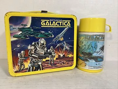 Vintage 1978 Aladdin Battlestar Galactica Lunch Box W/ Thermos - NICE SHAPE!! • $169