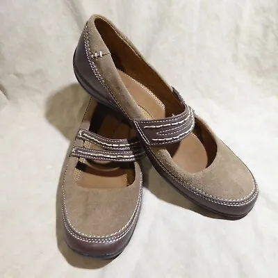 🩰 Natural Soul Double Strap Mary Janes 8.5 M Tan Suede W/ Brown Leather Accents • $17.99
