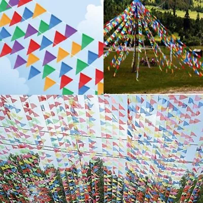 125 Feet 100 Flag Multi Colour Banner Bunting Party Event Home Garden Decoration • £7.89