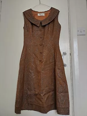 £145 • Buy Vintage 1960s A Line Knee Length Brown Button Dress Size M UK 12