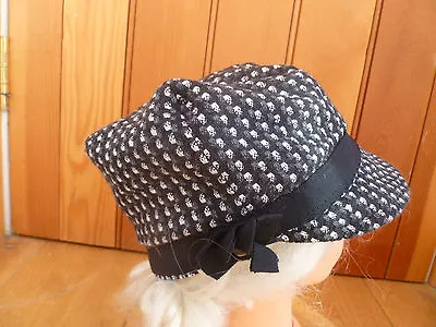 £12.99 • Buy Monsoon Accessorize Black White Grey Woven Baker Boy Peaked Hat Cap Bnwt 