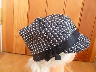 Monsoon Accessorize Black White Grey Woven Baker Boy Peaked Hat Cap Bnwt  • £12.99