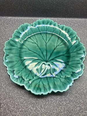 Vintage ‘61 WEDGWOOD Cabbage Leaf Plate Teal Majolica 8” Small Chip On Bottom • $2.99