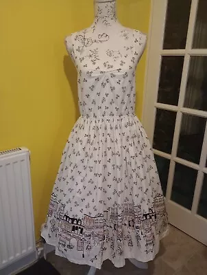 Lindy Bop Bambi Paris Boutique Print Swing Dress Size 12 • £23