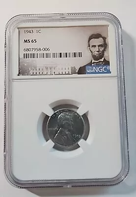 1943 D NGC MS 65 Steel Cent Lincoln Wheat Penny 1c War Time Uncirculated • $10