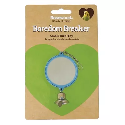 Rosewood 2 Sided Round Mirror With Bell 3  Small Bird Toy Clip-On Cage Accessory • £5.99