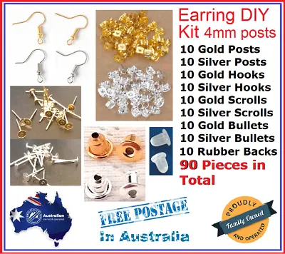 Jewellery Making Pack Set Kit Butterfly Bullet Earring Hooks Backs Finding Posts • $7.91