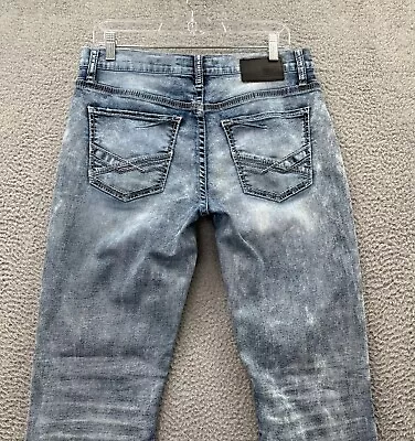 BKE Mens Jeans Blue 33R (32x31 Meas) Stretch Denim Jake Straight Faded Pants • $39.50