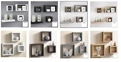 Set 3/4 Cube Rectangle Wall Mounted Shelves Floating Shelf Bookcase Hanging New • £12.75