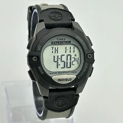 Men's TIMEX Expedition Black/Gray Chrono Digital Watch Indiglo Alarm T40941 • $27.99