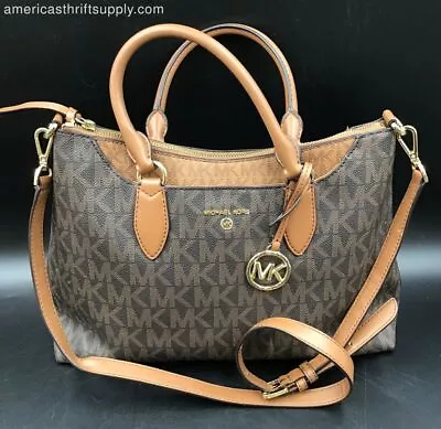 Authentic Michael Kors Women's Brown Signature Luxury Satchel Bag - COA Included • $24.99