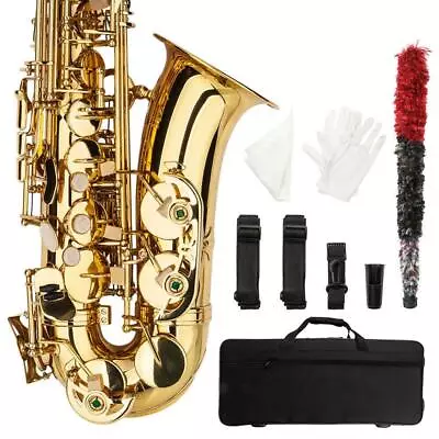 Ktaxon Alto Saxophone E Flat F Key Gold Student School Band Alto Sax With Case • $189.99