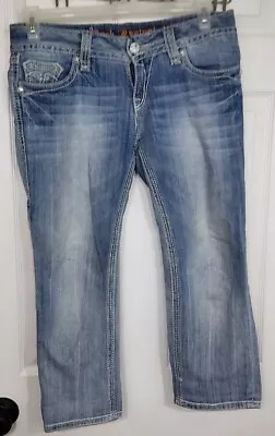 $15.99 • Buy Rock Revival Womens Alanis Capri Size 28 Light Wash Blue