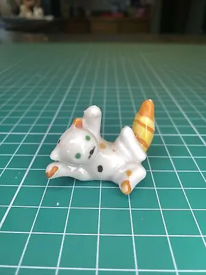 Vintage Japan Art Deco Polka Dotted Spotted White Cat Figurine • $10