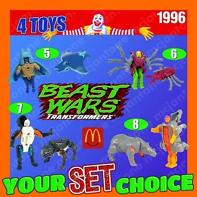 SET 4 McDonald's 1996 TRANSFORMERS BEAST WARS Transformer Animal YOUR CHOICE • $20