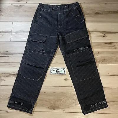 Marithe Francois Girbaud Black Pinstripe Shuttle Jeans Mens 34 Y2K • $180