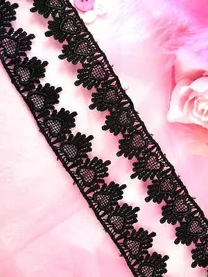 C124  Venice Venise Lace Heart Black  Trim 1.75  • $2.99