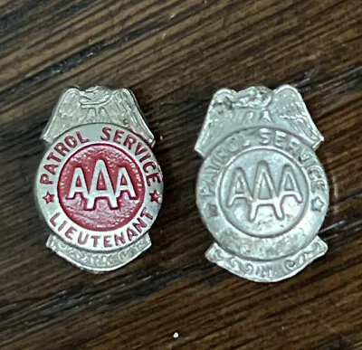 Vintage AAA Patrol Service Award Pin Badge And Lieutenant Badge (2) Pin Lot • $22