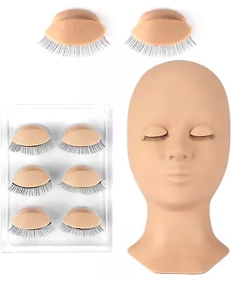 Eyelash Extension Kit Mannequin Training Head Make Up Practice Set • $19.49