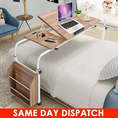 Portable Mobile Over Bed Sofa Side Table Rolling Laptop Computer PC Desk Home • £65.79