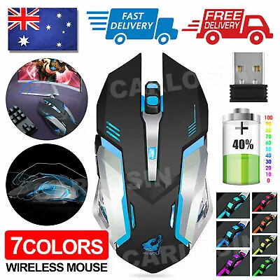 $16.95 • Buy LED Wired Wireless Gaming Mouse USB Ergonomic Optical For PC Laptop Rechargeable