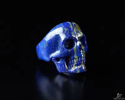 US Size 12# Gemstone Lapis Lazuli Hand Carved Crystal Skull Ring Skull Jewelry • $249
