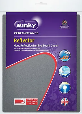 Minky Metallised Ironing Board Cover Pad Size Max 122 X 38cm Reflector Easy Tie • £11.29