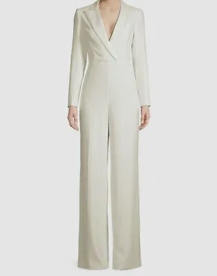 $224.37 • Buy $485 Jay Godfrey Women's White Long Sleeve V-Neck Roland Tuxedo Jumpsuit Size 10