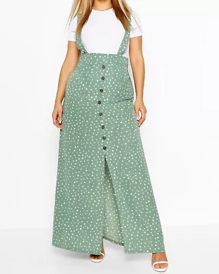 £7 • Buy Boohoo Plus - Size 18 - Maxi Pinafore Skirt - Polka Dot (HARDLY WORN)