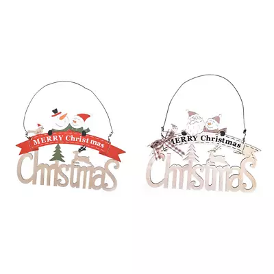 Christmas Ornaments Front Door Sign Wooden Wood Tags Wood Decor Hanging7249 • $17.36