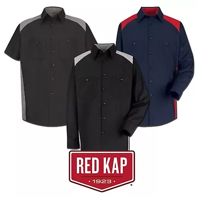 Red Kap Work Shirt Motorsport Specialty Auto Mechanic Two Tone 2 Pocket Uniform • $26.98